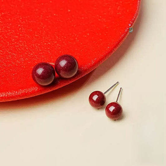 Eastculture Hand-polished red jade Earrings - Health & Longevity Blessing