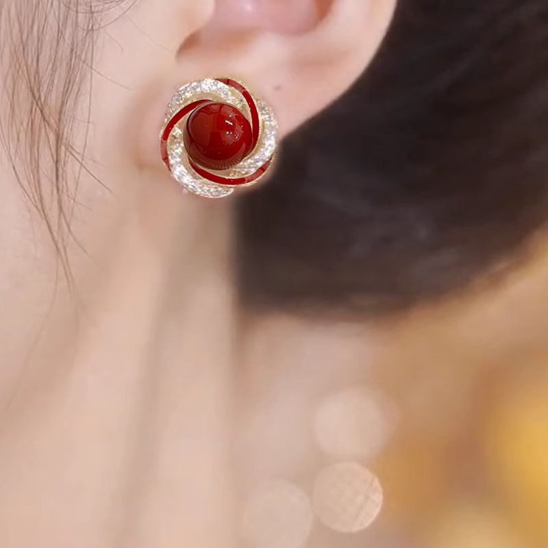 Eastculture Spiral silver-edged flower Earrings - Health & Longevity Blessing
