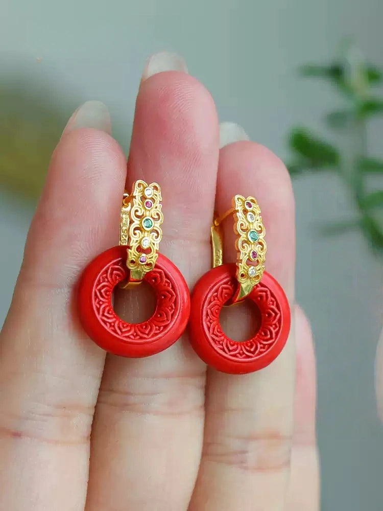 Eastculture five jade stones Earrings - Love Enhancer