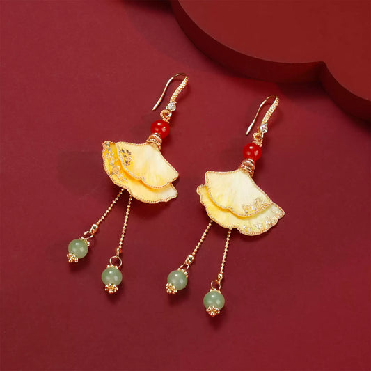 Eastculture Yellow ginkgo leaves earrings