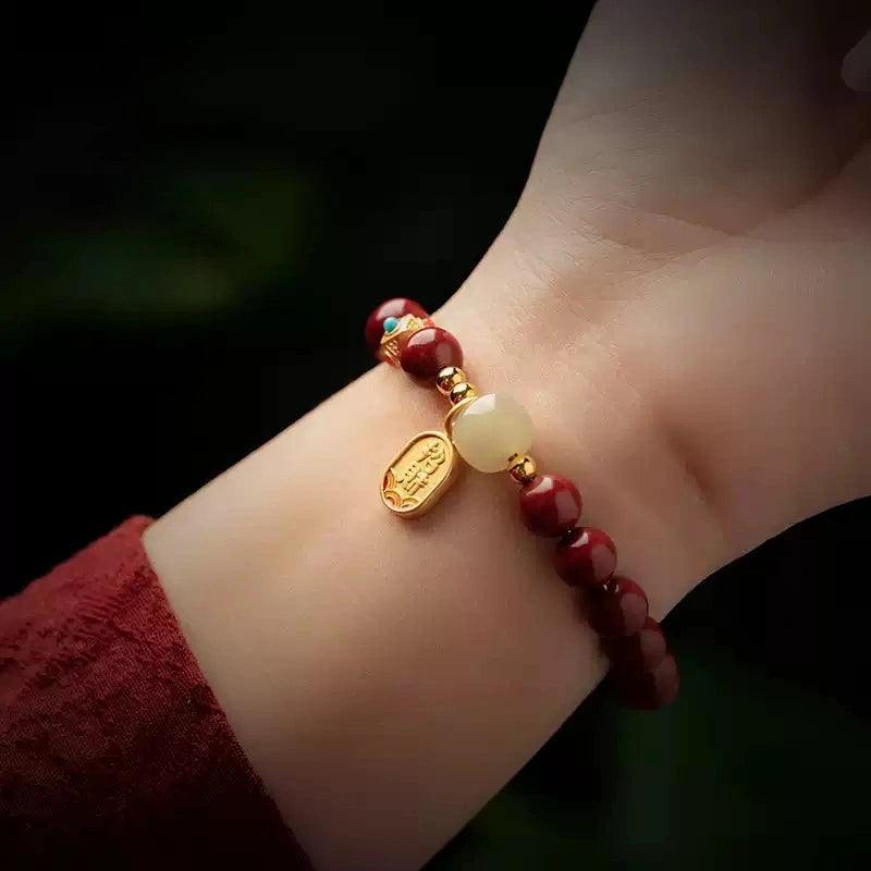 Eastculture Customized Lucky White Jade Bracelet - Health & Longevity Blessing
