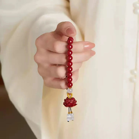 Eastculture White Jade Lotus Bracelet - Buddhist Mascot