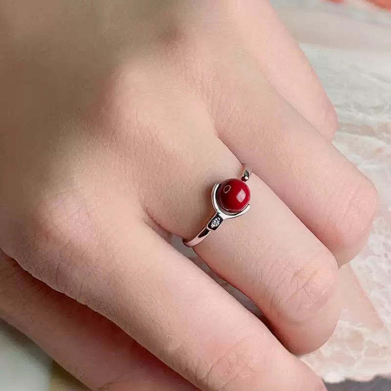 Eastculture Silver Ruby Ring - Health & Longevity Blessing