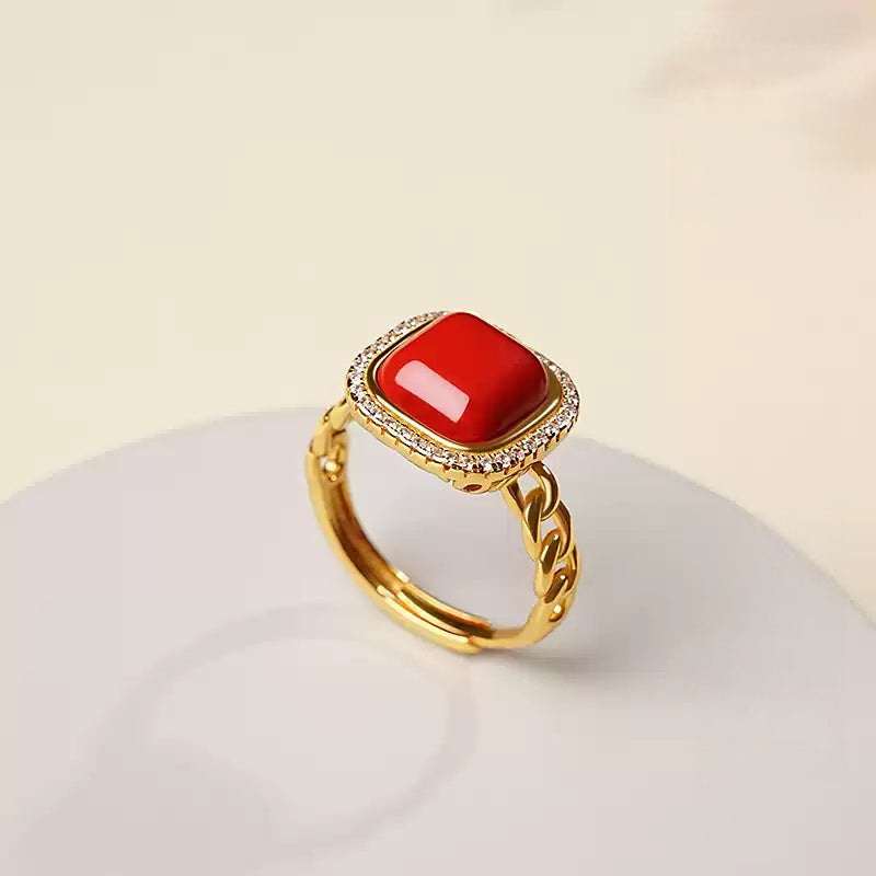 Eastculture Gold Finger Ruby Ring - Boost Your Luck