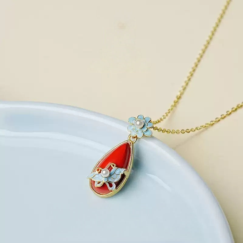Eastculture Flowers and butterflies Necklace - Remove Bad Luck