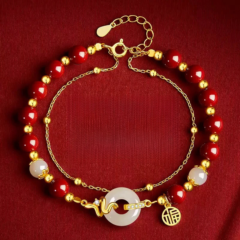 Eastculture Exquisite and auspicious white jade blessing Bracelet - Health & Longevity Blessing