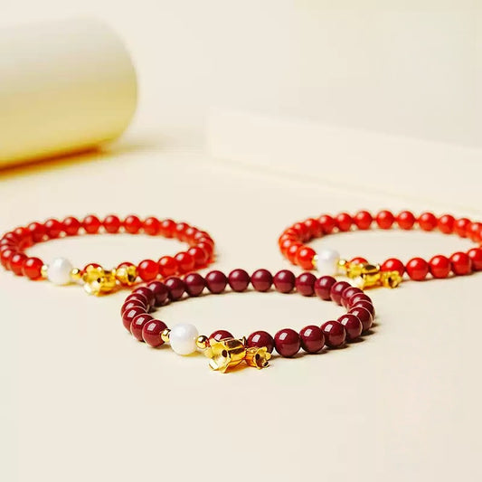 Eastculture Golden Bell Red Jade Bracelet - Remove Bad Luck