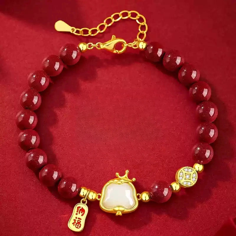 Eastculture Exquisite and auspicious white jade blessing Bracelet - Health & Longevity Blessing