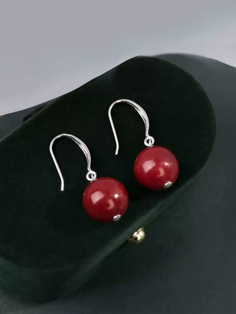 Eastculture Big red Feng Shui beads Earrings - Wealth Magnet - Health & Longevity Blessing