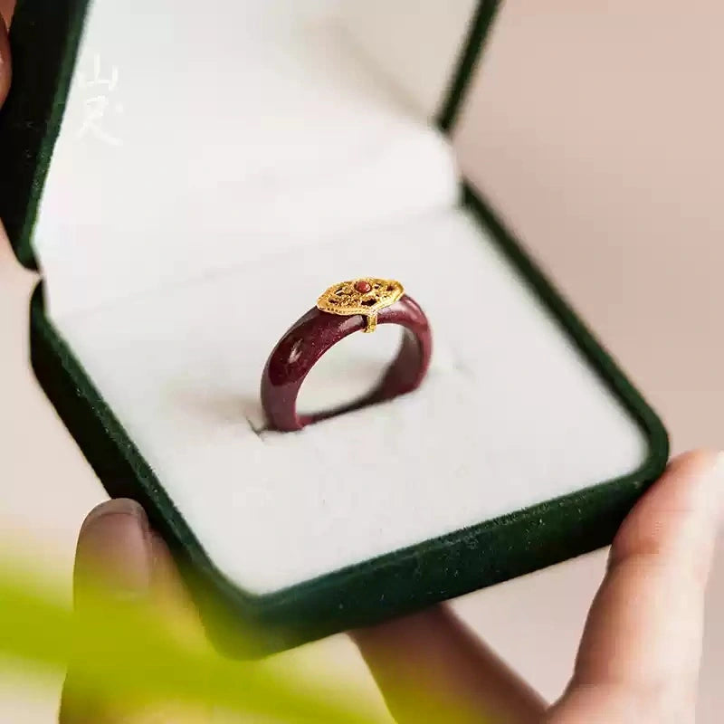 Eastculture Golden auspicious cloud Ring - Health & Longevity Blessing