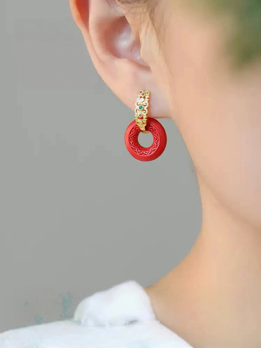 Eastculture five jade stones Earrings - Love Enhancer