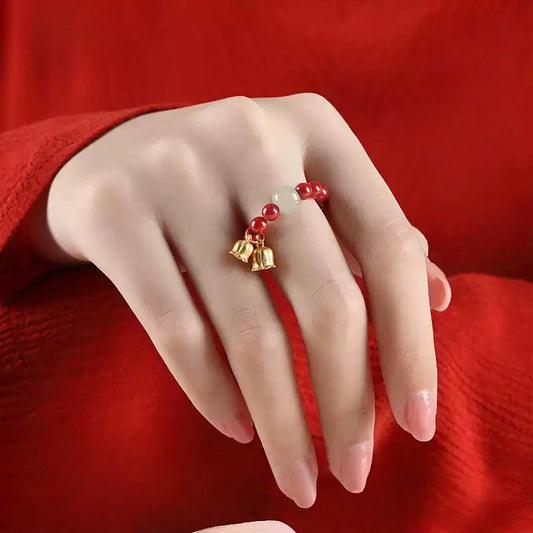 Eastculture White jade golden bell Ring - Feng Shui Metaphysics