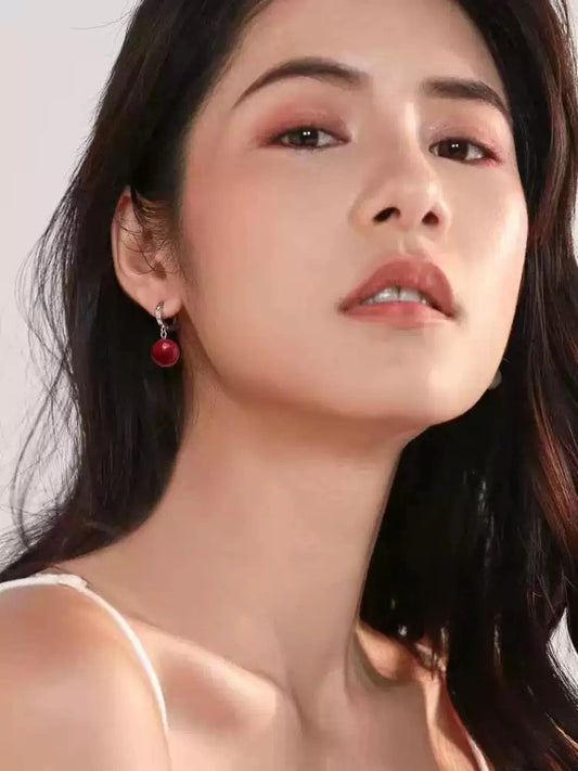 Eastculture Silver Ruby Earrings- Health & Longevity Gift