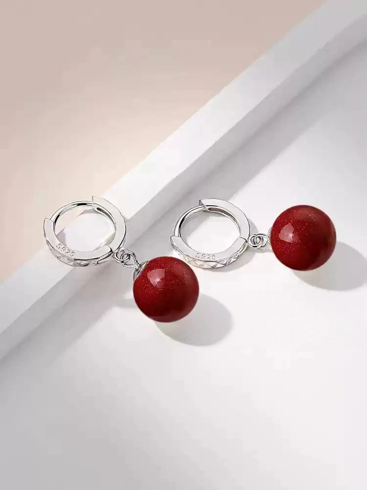 Eastculture Silver Ruby Earrings- Health & Longevity Gift