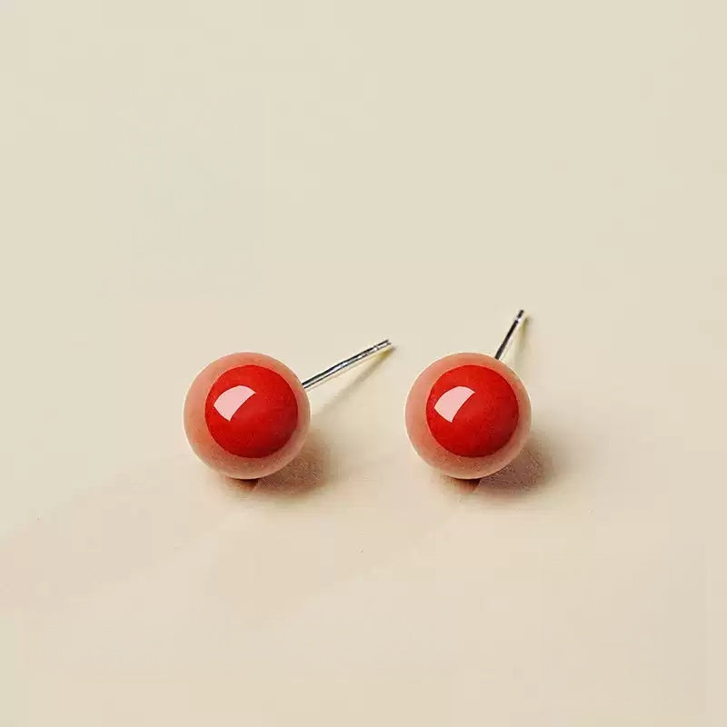Eastculture Fine cinnabar Earrings - Health & Longevity Gift