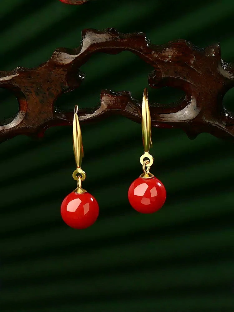 Eastculture Golden Hook and Ruby Earrings - Wealth Magnet
