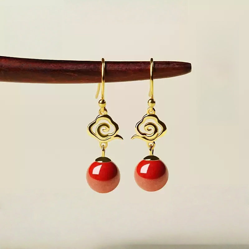 Eastculture Golden Cloud Ruby Earrings - Feng Shui Metaphysics
