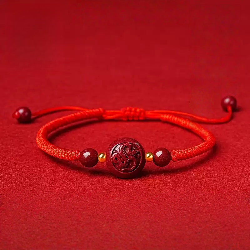 Eastculture Handmade red rope snake-shaped cinnabar Bracelet - Increase wealth