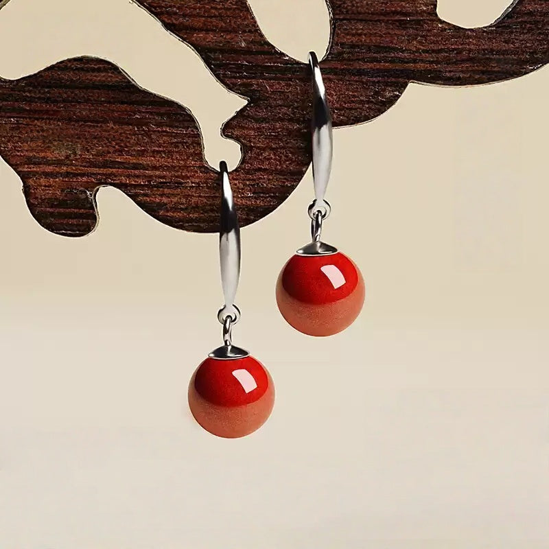 Eastculture Silver Hook Ruby Earrings - Wealth Magnet