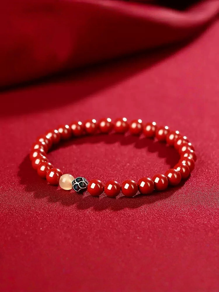 Eastculture Orange cinnabar blue lotus Bracelet - Feng shui metaphysics
