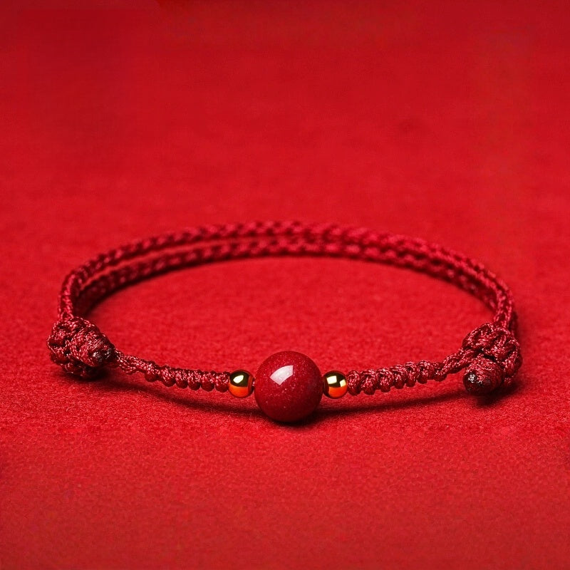 Eastculture Handmade red rope single cinnabar Bracelet - Increase wealth