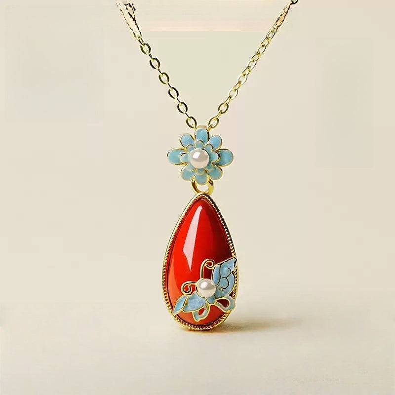 Eastculture blue butterfly Necklace - Health & Longevity Blessing