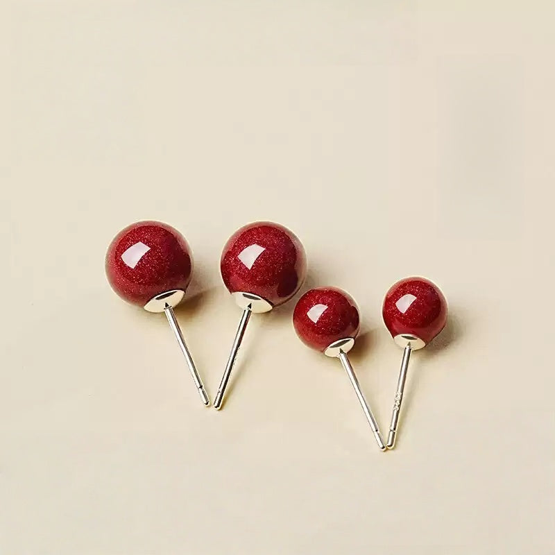 Eastculture Fine cinnabar Earrings - Health & Longevity Gift