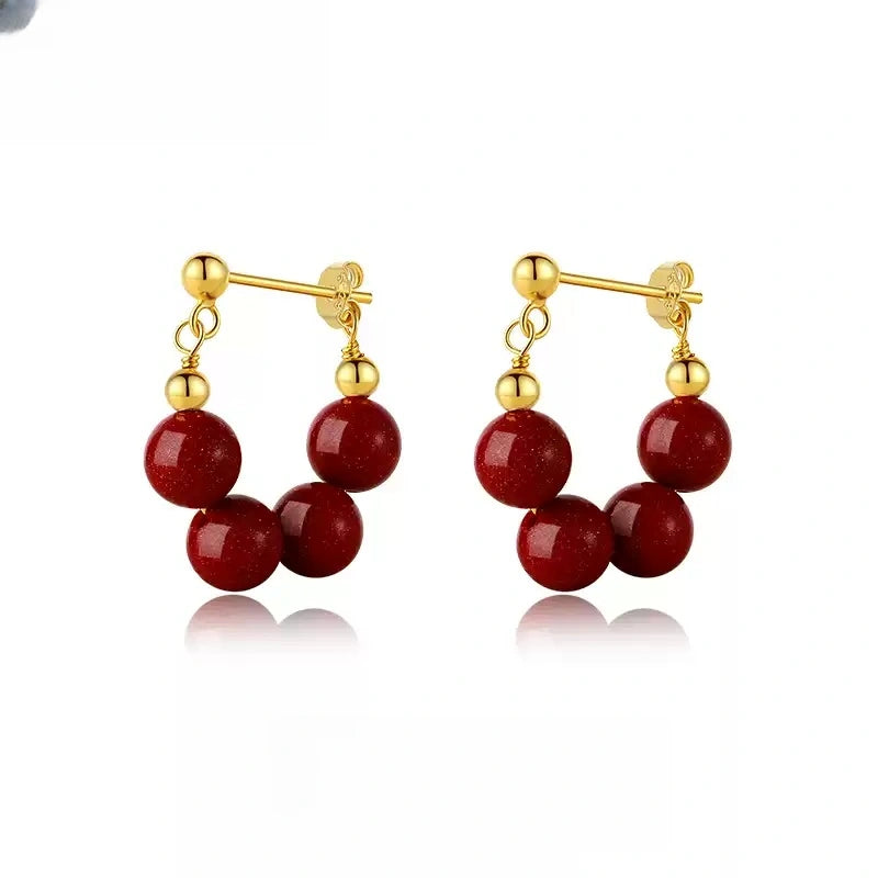 Eastculture Four Red Jades Earrings - Wellness Blessing