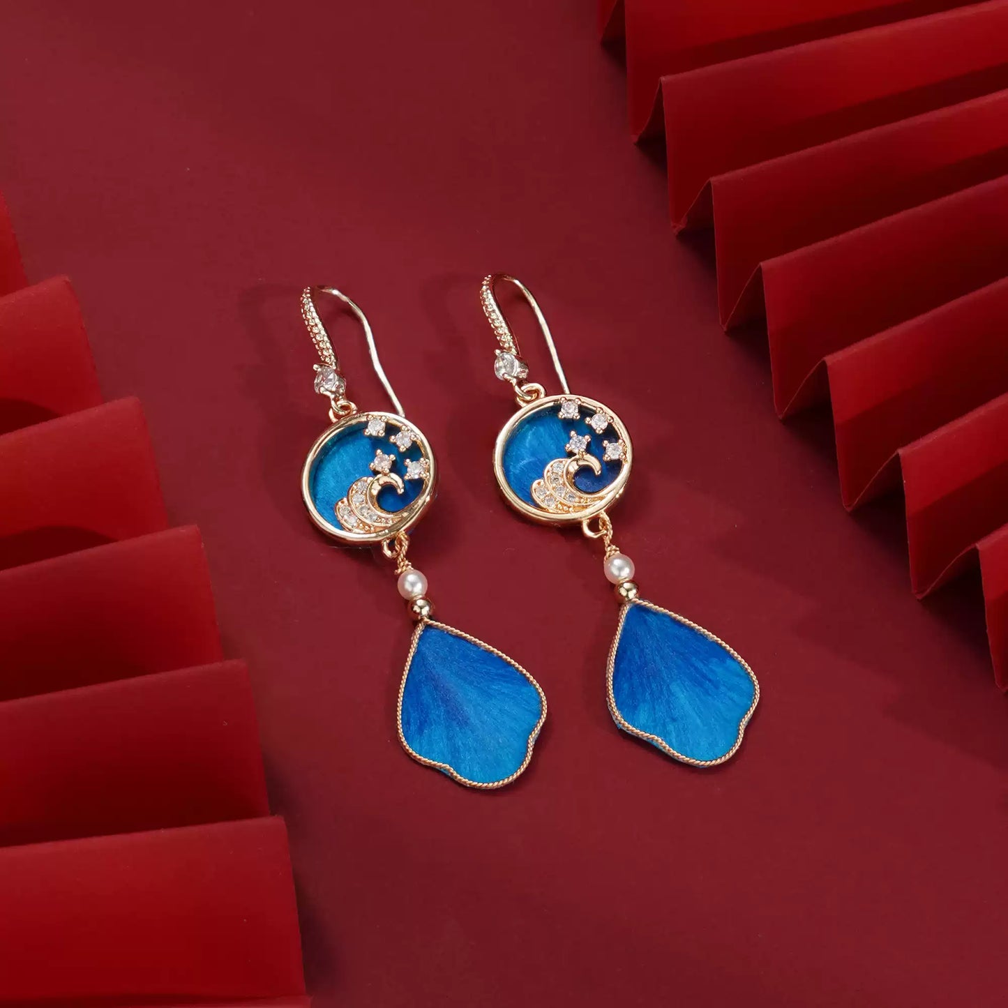 Eastculture Unique cyan blue earrings