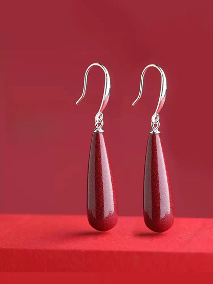 Eastculture Water Drop Cinnabar Earrings-  Wellness Blessing