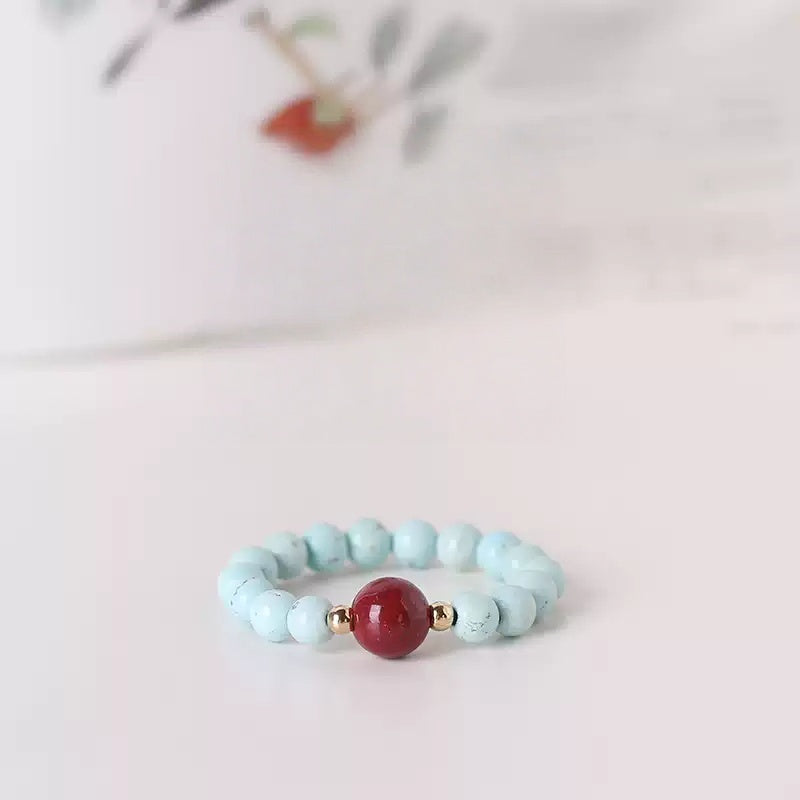 Eastculture Blue beads linked ruby Ring  - Break Negative Cycles