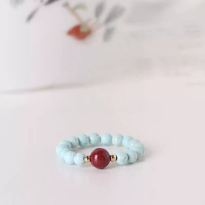 Eastculture Blue beads linked ruby Ring  - Break Negative Cycles