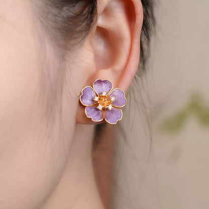 Eastculture  Purple petals earrings