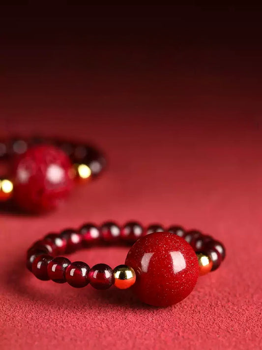 Eastculture Big Red Jade Lotus Ring  - Get love