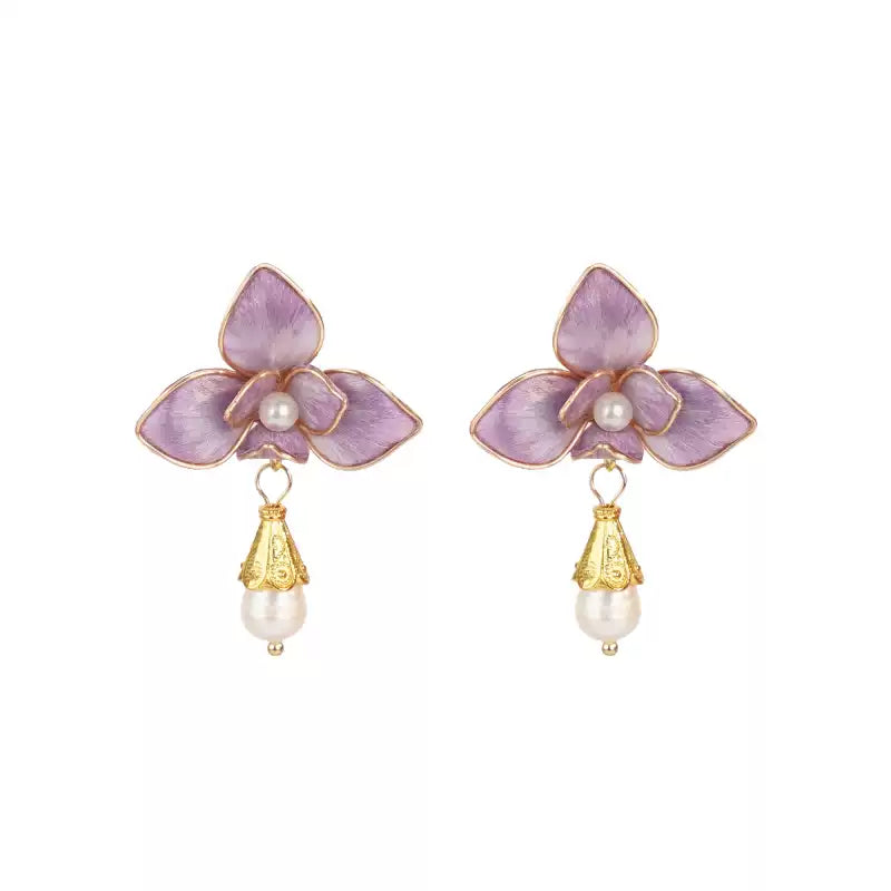 Eastculture  Three purple petals earrings