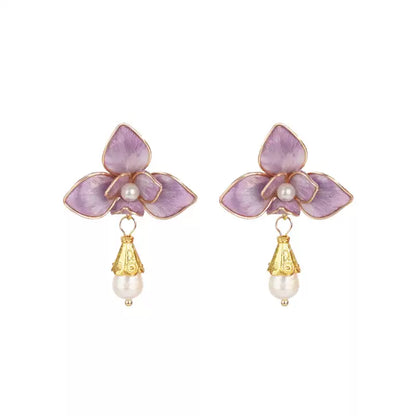 Eastculture  Three purple petals earrings