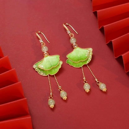 Eastculture  Green Sycamore Leaves earrings