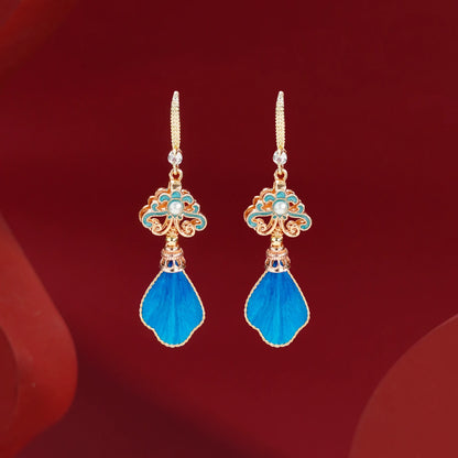 Eastculture  blue feathers earrings
