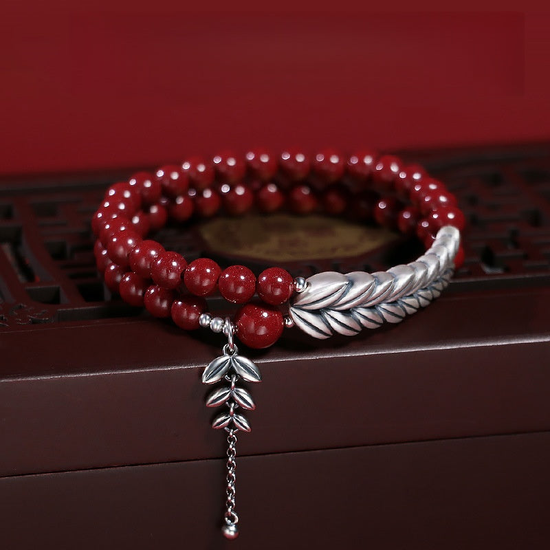 Eastculture Still Silver Leaf Bracelet - Health & Longevity Blessing