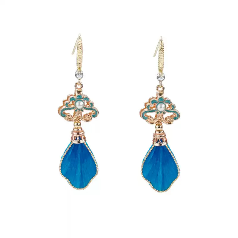 Eastculture  blue feathers earrings
