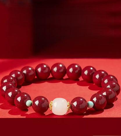 Eastculture Transparent white jade cinnabar Bracelet  - Get Love