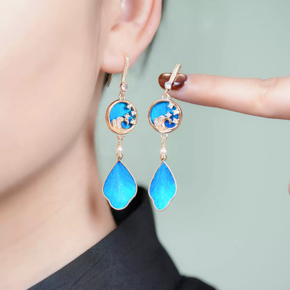 Eastculture Unique cyan blue earrings