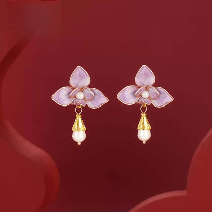 Eastculture  Three purple petals earrings