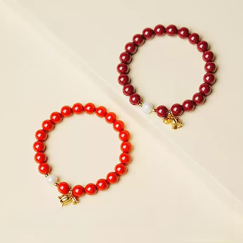 Eastculture Golden Bell Red Jade Bracelet - Remove Bad Luck