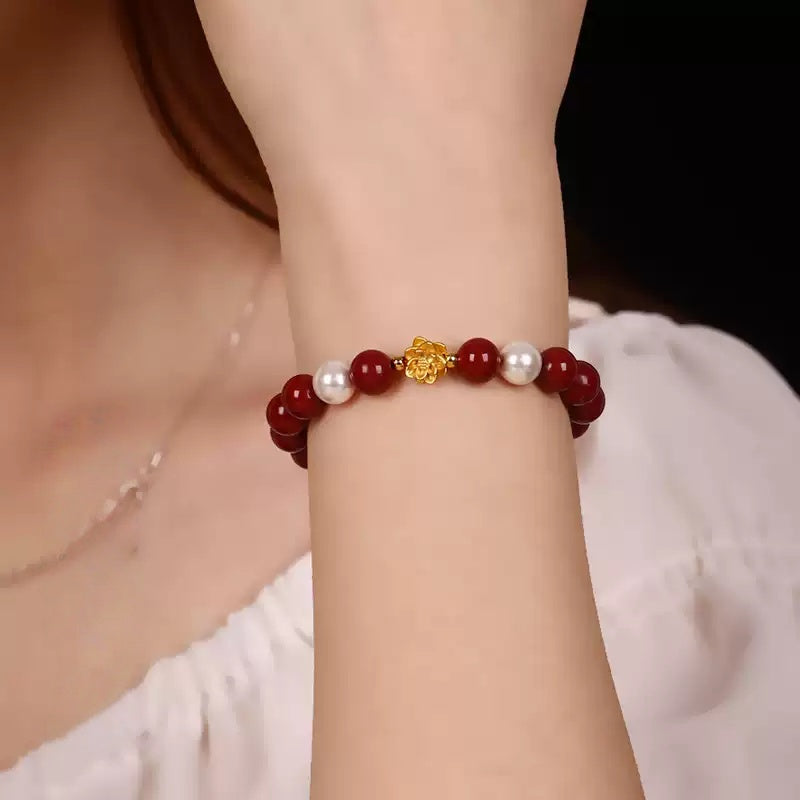 Eastculture Silver White Lotus Bracelet - Health & Longevity Blessing