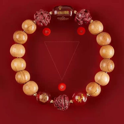 Eastculture Wooden cinnabar Buddha Bracelet - Health & Longevity Blessing
