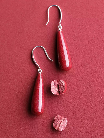 Eastculture Water Drop Cinnabar Earrings-  Wellness Blessing