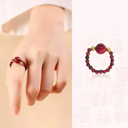 Eastculture Hex-Repelling Rune Carved Ruby Ring- Feng Shui Metaphysics