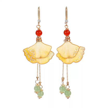 Eastculture  Yellow ginkgo leaves earrings
