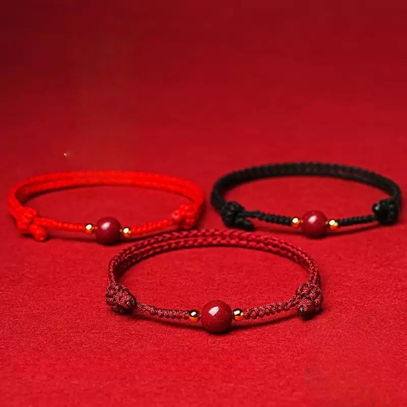 Eastculture Handmade red rope single cinnabar Bracelet - Increase wealth